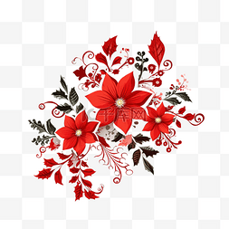 优雅精美设计的圣诞快乐花卉艺术