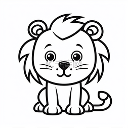 卡通狮子的头图片_狮子宝宝着色页黑色和白色