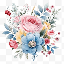 水彩甜美花卉装饰装饰花花束绘画