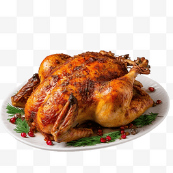 节日餐桌上的感恩节晚餐的烤鸡塞