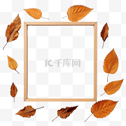 背景为叶子的方形相框