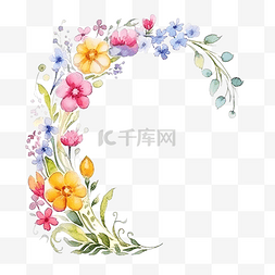 拱门蓝色图片_水彩春花拱门春天插画元素