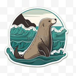十月海狮贴纸剪贴画 向量