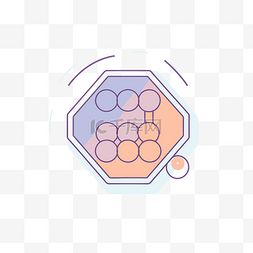 带有六个圆圈的八边形的图标 向