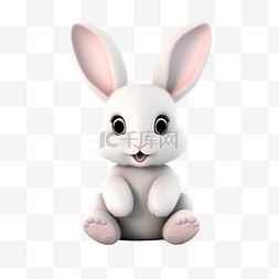 可爱的兔子 3d 模型插图