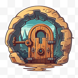 钥匙孔剪贴画城堡门的卡通图像 