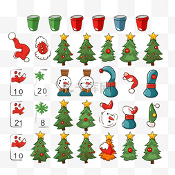 带有卡通圣诞配件数学工作表的计