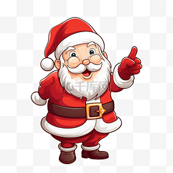 圣诞漫画图片_欢呼的卡通圣诞老人用手指指着卡