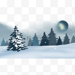 圣诞夜晚雪景图片_圣诞冬天雪景夜晚背景边框