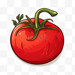 自由手绘图片_小胡子番茄水果绿叶免费png