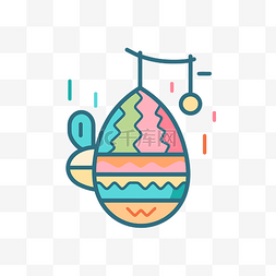 复活节彩蛋平面图片_挂在绳子上的彩色复活节彩蛋 向