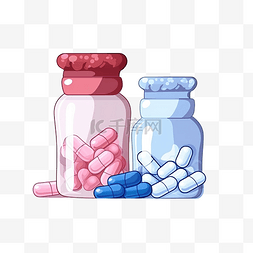 药物处方图片_最小风格的药瓶和袋子插图