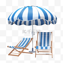 sup冲浪板图片_3d 渲染夏季蓝色白色沙滩伞沙滩椅