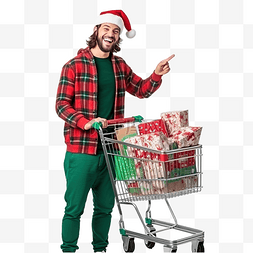 消费者图片_戴着圣诞帽和格子呢衬衫的家伙，