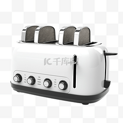 厨房套装中的 3d 插图烤面包机