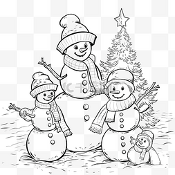 快乐爸爸妈妈图片_家庭快乐雪人与圣诞树一起散步的