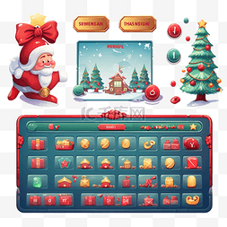 圣诞木板图片_用于 ui 图形资产的圣诞游戏 ui 实