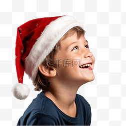 戴着圣诞帽庆祝圣诞节的小男孩孤