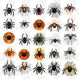 派对剪影图片_蜘蛛和蜘蛛 ^ 的网设置矢量涂鸦万
