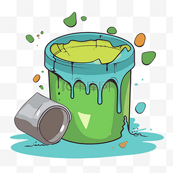保护剪贴画绿色桶与油漆挤出卡通