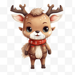 可爱的鹿与圣诞服装卡通人物圣诞