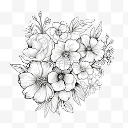 花朵素描线条艺术插图