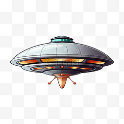 ufo 外星飞船飞行孤立卡通插画风