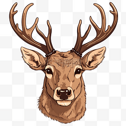 鹿头壁挂图片_鹿头剪贴画 鹿头与长鹿角绘制在