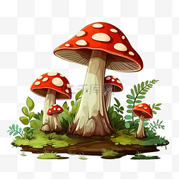 野生菌餐普图片_卡通蘑菇森林野生蘑菇