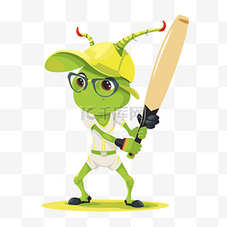 板球剪贴画绿色板球运动员卡通板