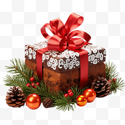 糖果和盒子图片_盒子上的传统圣诞水果蛋糕，里面