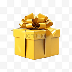 黄色打开的礼盒图片_用丝带打开的黄色礼盒 3D 渲染现