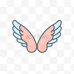 天使翅膀图片_两个粉色和蓝色的天使翅膀图标 