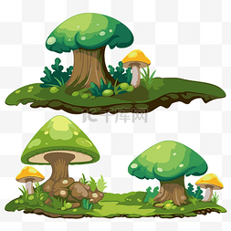 福雷斯特剪贴画集两个蘑菇与树林