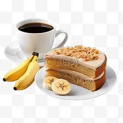 香蕉蛋糕图片_香蕉蛋糕和咖啡隔离