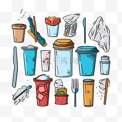 街道背景手绘图片_零废物主题的塑料插图