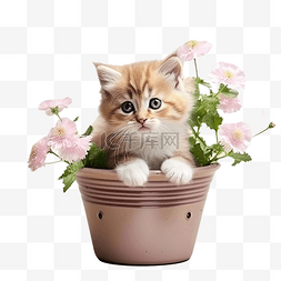盆栽动物图片_kitty猫花可爱盆栽小猫宠物可爱猫