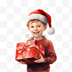 圣诞节活动图片_快乐的孩子与圣诞礼品盒可爱的小