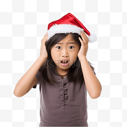 焦虑女性图片_亚洲圣诞女孩脸上露出忧虑的表情