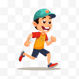 慢跑剪贴画 带着帽子跑步的男孩