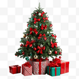 圣诞组合物，圣诞树和绿色的红色