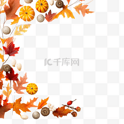 白色的秋季装饰，带有复制空间秋