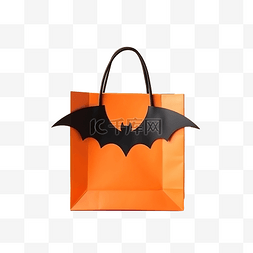 橙色购物图片_带蝙蝠翅膀的购物橙色纸袋