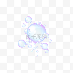 气泡图图片_透明气泡蓝紫色
