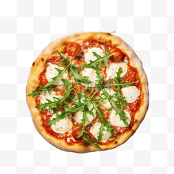 披萨比萨图片_玛格丽特披萨，配有新鲜芝麻菜和