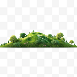 草山自然风光的 3D 渲染图像
