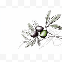 黑橄榄图片_橄榄枝手绘插画与黑橄榄和绿橄榄