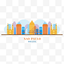 巴西圣保罗天际线彩色城市背景