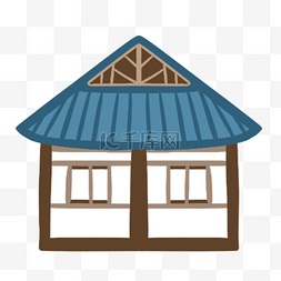 蓝色屋顶复古建筑