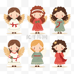 圣诞系列贺卡图片_平面设计中可爱的圣诞天使人物系